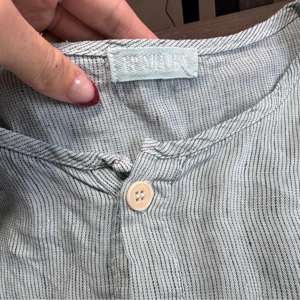 CP Shades 100% Linen Blue Henley Tunic Blouse L - Picture 8 of 11